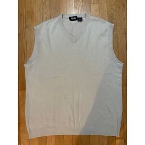 Ping Collection Silk Cashmere Sweater Vest Mens XL Cream Argyle V-Neck Golf